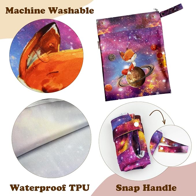 Mama Koala Wet Dry Bags, Portable Washable Reusable Baby Cloth Diapers Bags - Image 3