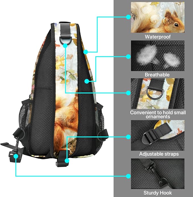FyLybois Squirrel Sling Bag for Women Lightweight Crossbody Backpack Casual - Image 4