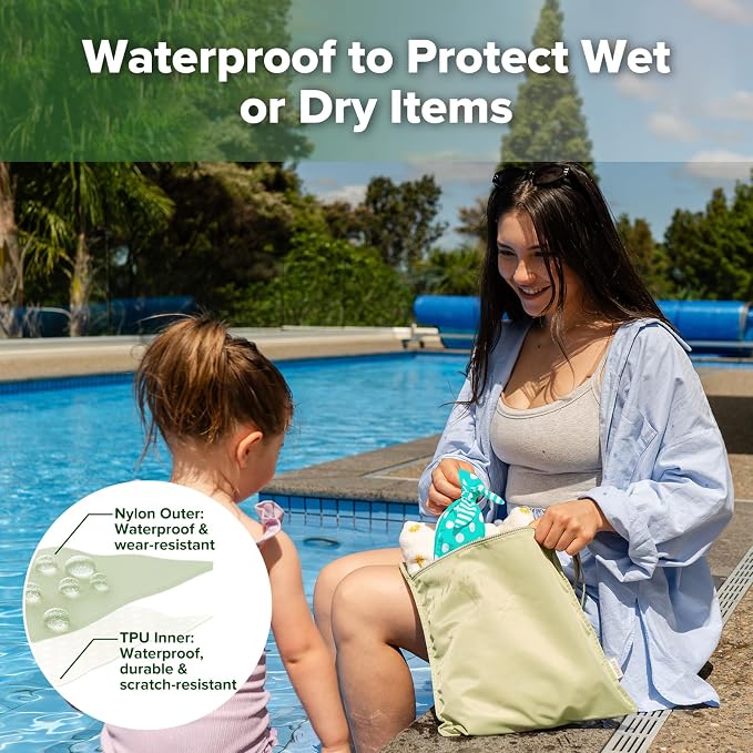 haakaa Waterproof Wet Bags for Baby Wet Dry Bags for Cloth Diaper, Swimsuit & - Image 2
