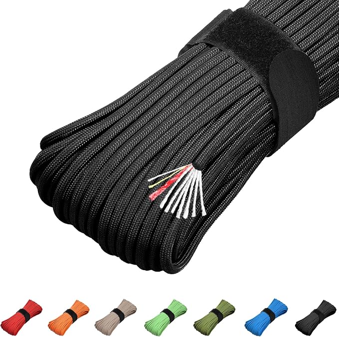 Survival Paracord 550 Fire Paracord Survivor Cord Nlyon Rope 10 Strands US by KOKKOYA