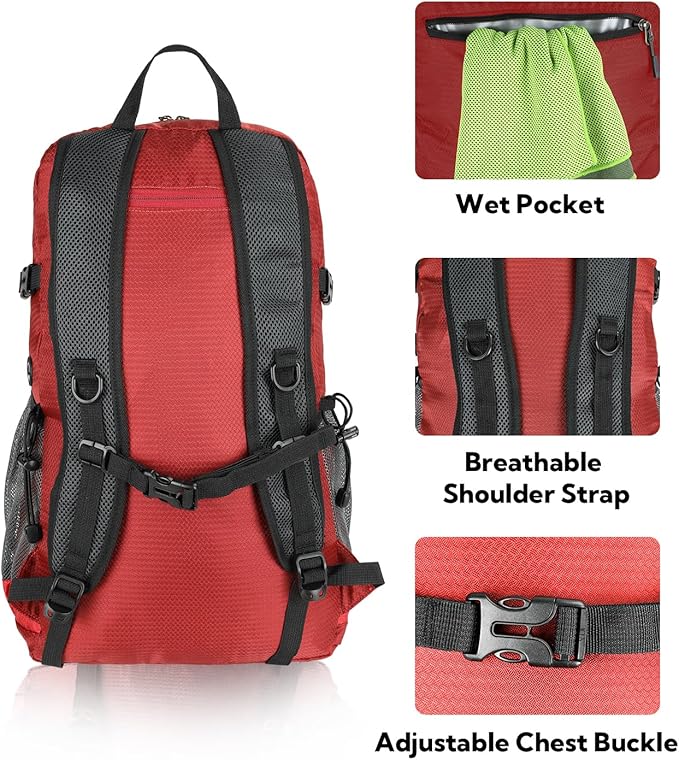 WATERFLY Lightweight Packable Hiking Backpack: 30L Foldable Travel Daypack - Image 5