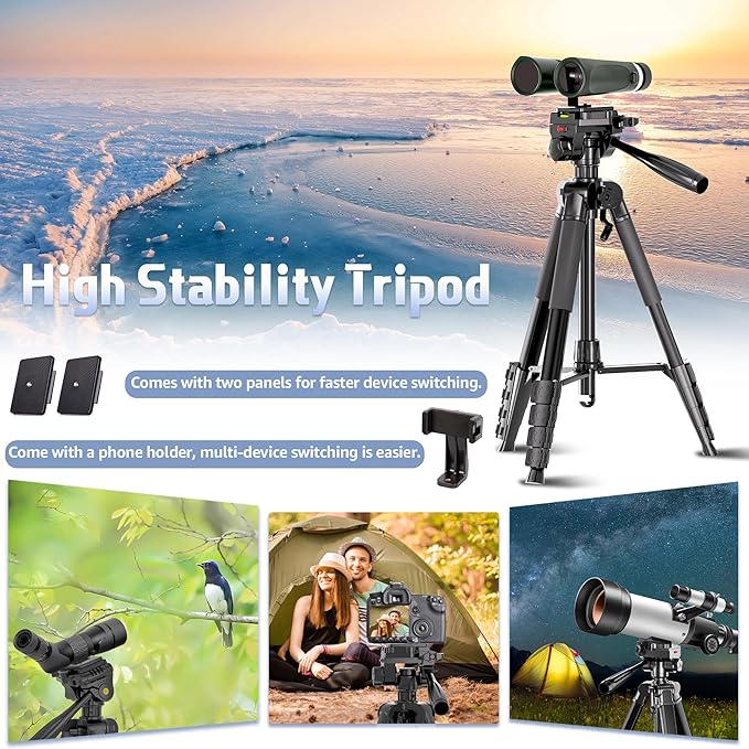 Binocular Tripod, 72” Spotting Scope Tripod Stand - Image 4