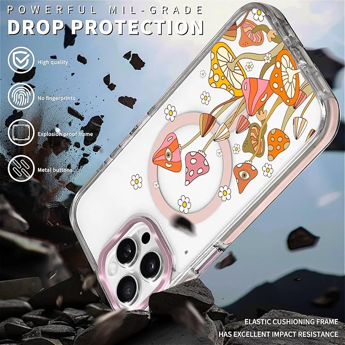 Case for iPhone 14 Pro Max, Retro Mushroom Sunflower Phone Case Design，for - Image 5