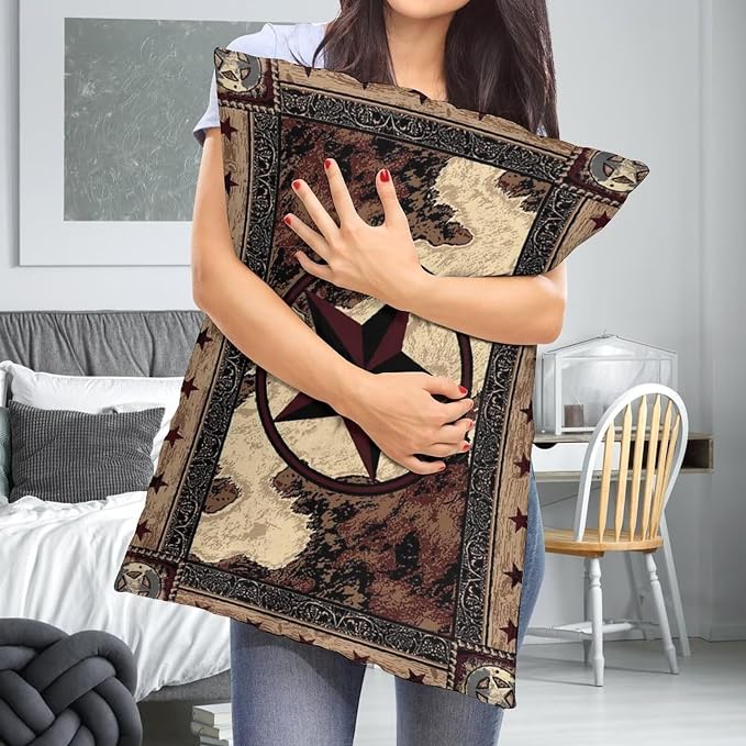 Western Texas Star Throw Pillow Covers Set of 2 Queen Size Rustic Vintage - Image 7
