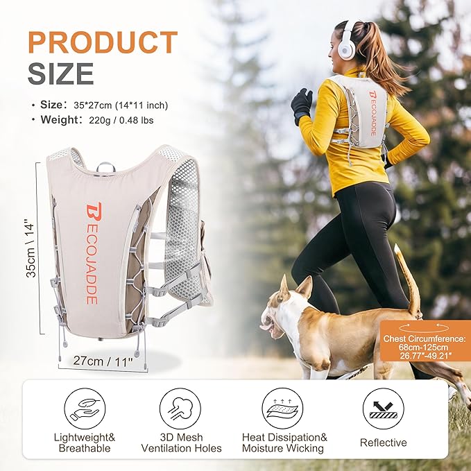 BECOJADDE Running Vest Hydration Backpack - Image 4