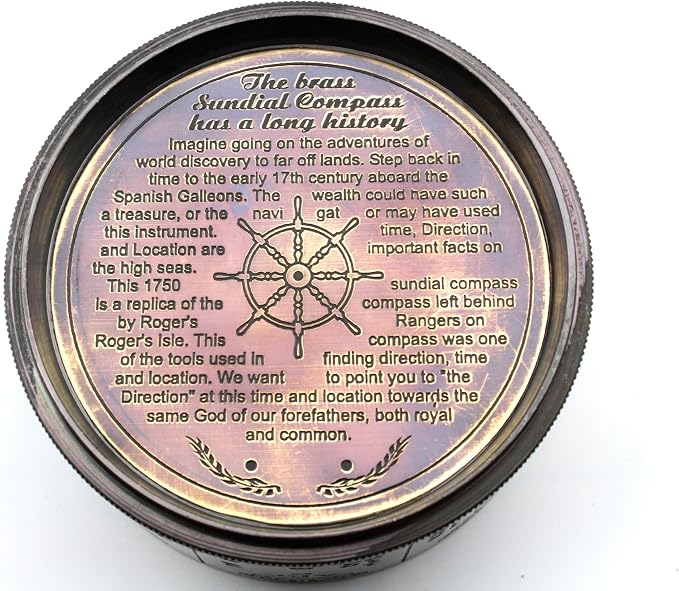 Vintage Brass Sundial Compass - Image 7