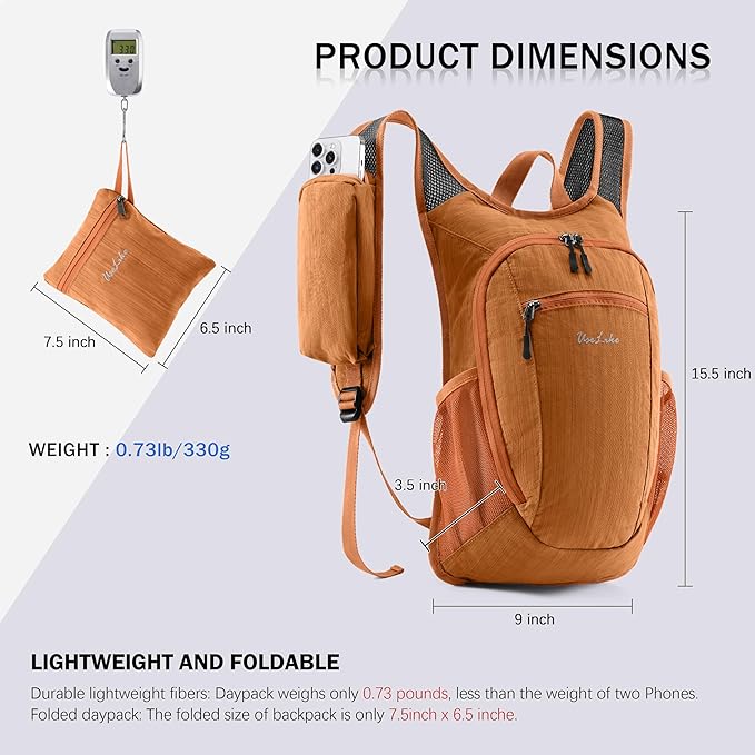 Uselike 10L Small Hiking Backpack Travel Daypack Lightweight Packable Back Pack - Image 6