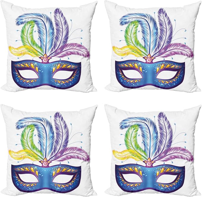 Ambesonne Mardi Gras Throw Pillow Cushion Case Pack of 4, Modern Accent by Ambesonne