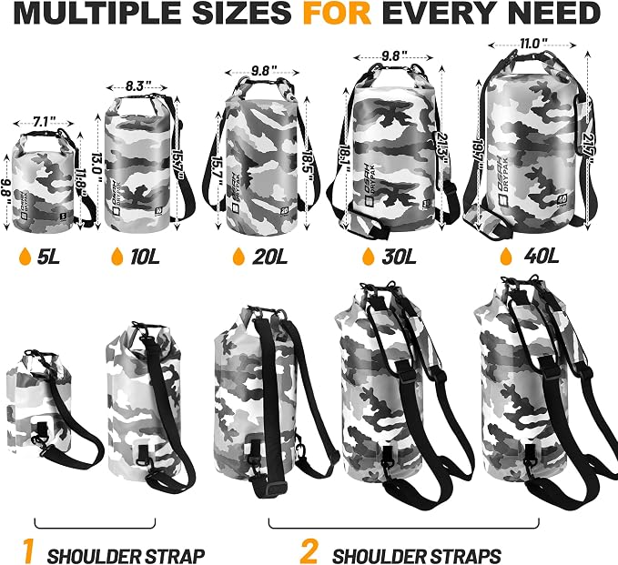 Waterproof Dry Bag, 5L/10L/20L/30L/40L Roll Top Lightweight Storage Backpack - Image 2