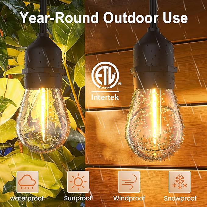SUFEIMAS LED-Outdoor-String-Lights-Patio-Light-Outside 50FT Waterproof String - Image 6