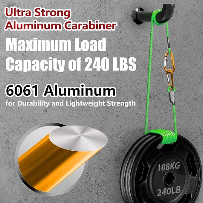sprookber 4" & 5" Extra Large Aluminum Carabiner D Ring, Caribeener Clips - Image 3