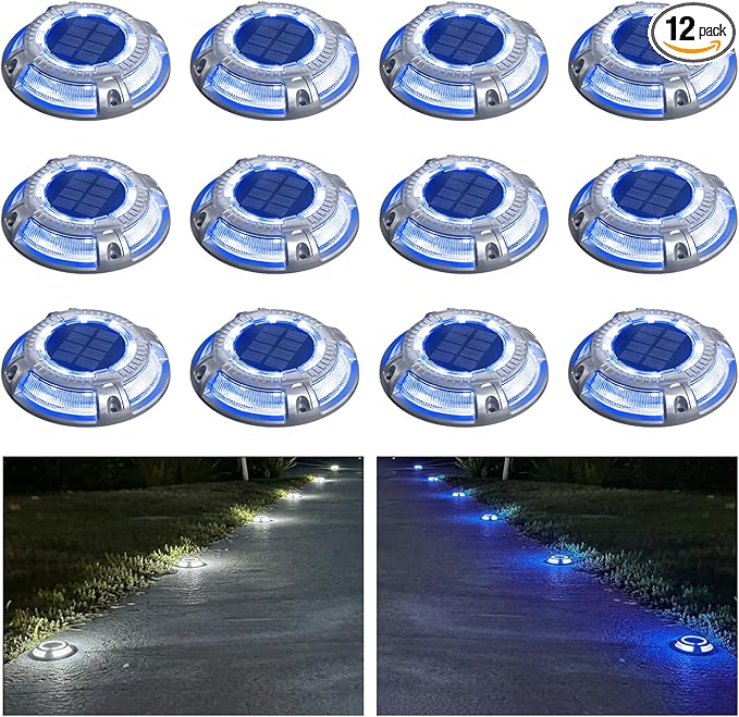 addlon Solar Dock Lights Outdoor 12 Pack, 2 Color Modes LED Deck Marine by addlon
