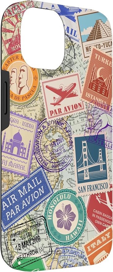 World Map Travel Passport Stamps Postage Stamp Case - Image 3