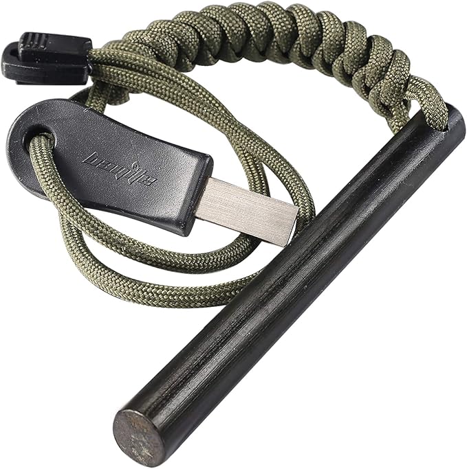 bayite 4 Inch Survival Ferrocerium Drilled Flint Fire Starter, Ferro Rod Kit by bayite