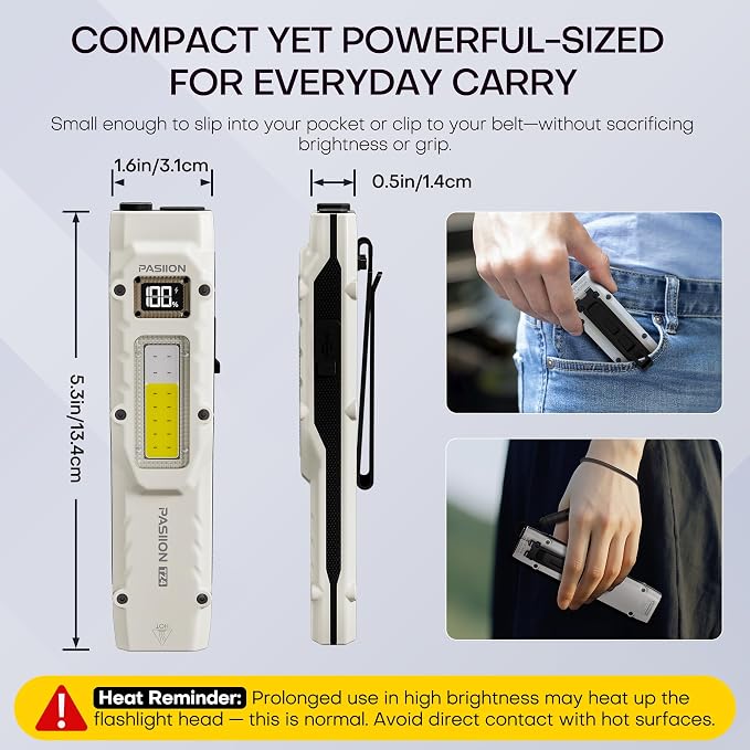 EDC Tactical Flashlight, Flat Flashlights Rechargeable, Dual-Switches LED Small - Image 8
