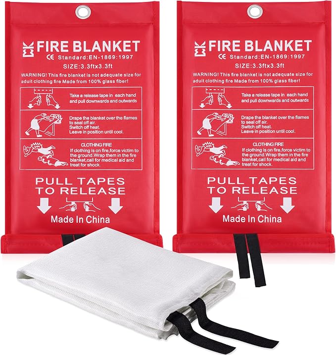 Fire Blanket for Home Emergency Survival – Fiberglass Suspend Fire Flames by Ajiaguo