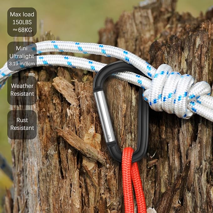 sprookber 3" Aluminum Carabiner D Ring, Caribeener Clips, Spring Snap Hook - Image 5