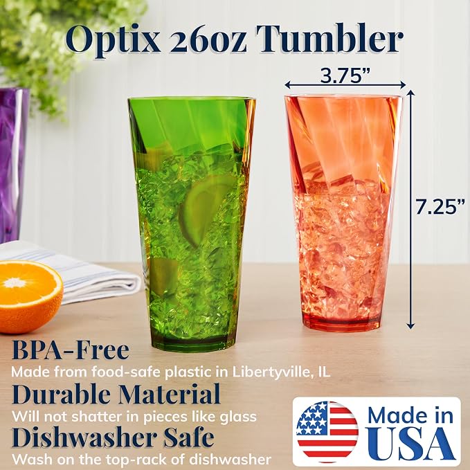 US Acrylic Optix Plastic Reusable Drinking Glasses 26oz Iced-Tea Cups in Jewel - Image 2