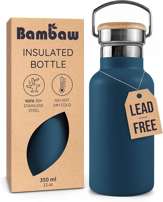 Bambaw 12 oz Insulated Water Bottle, Small Stainless Steel Water Bottle by Bambaw