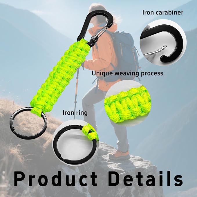 3PCS Paracord Keychain with Carabiner Clip, Braided Rope Key Chain Lanyard - Image 4