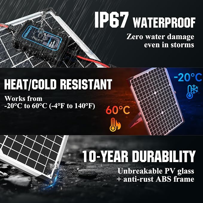 SUNAPEX 30W Solar Battery Charger: 12V Waterproof Solar Panel Kit - Image 2