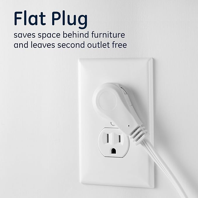 GE 3-Outlet Flat Extension Cord 8 Ft Grounded Extension Cord - Image 5