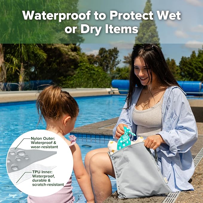 haakaa Waterproof Wet Bags for Baby Wet Dry Bags for Cloth Diaper, Swimsuit & - Image 2