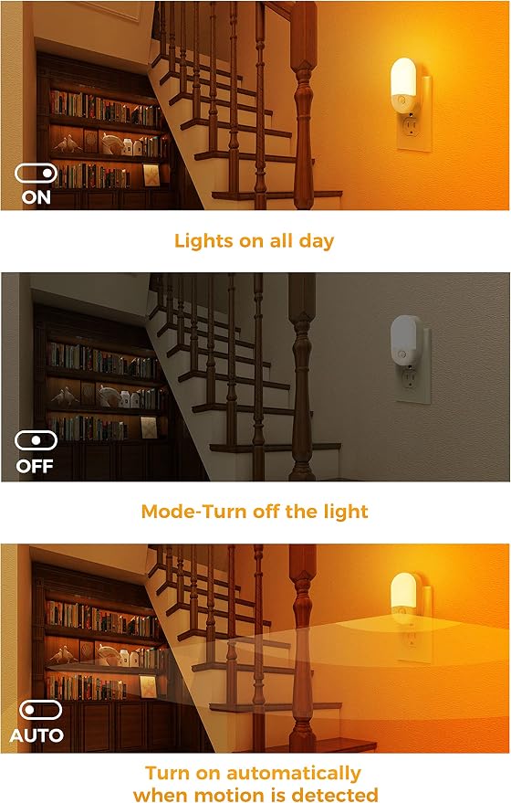 L LOHAS LED Amber Night Light, 4 Pack, Night Lights Plug into Wall Motion Sensor - Image 3