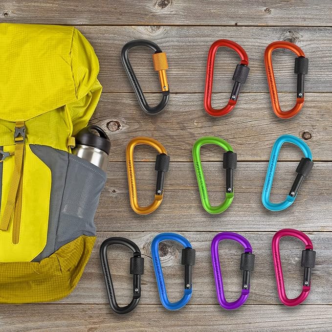 10 Pack Aluminum D Ring Key Rings Clips Locking Carabiner - Image 3
