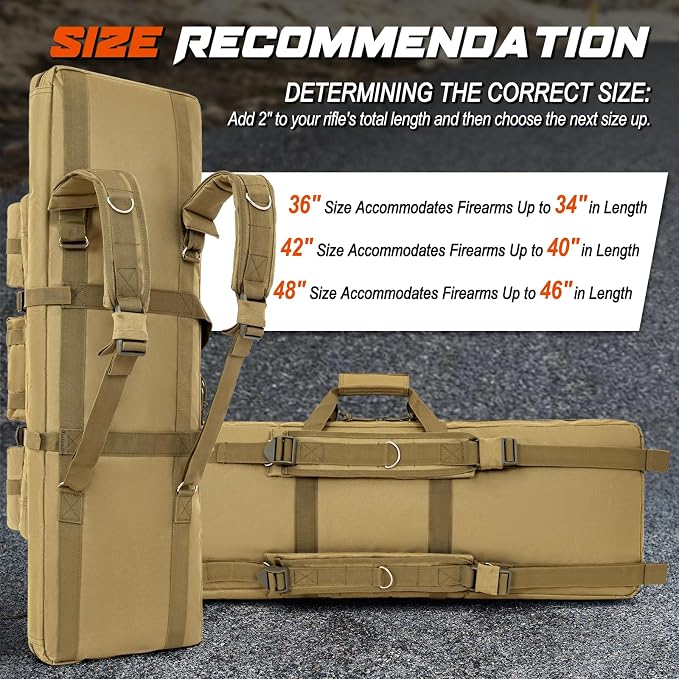DULCE DOM 36 42 48 Inch Double Rifle Case, Tactical Soft Padded Backpack - Image 6