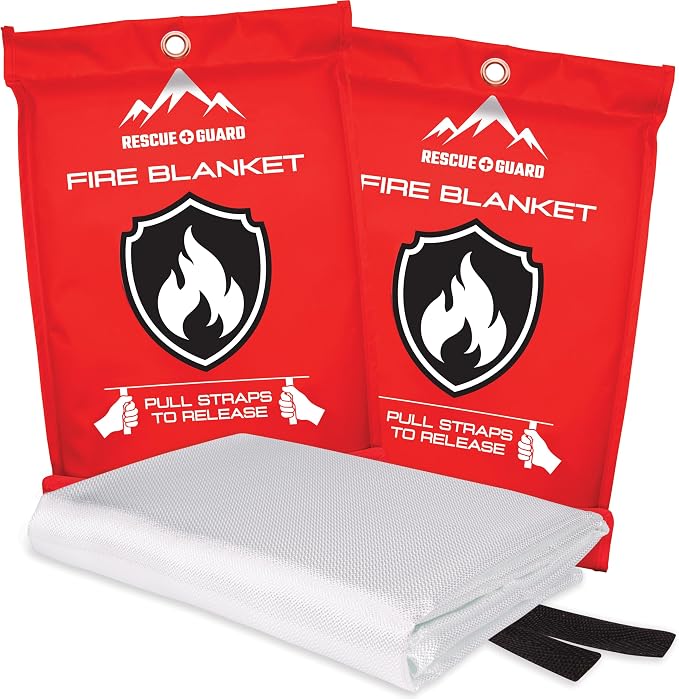 Fire Blanket 2 Pack 40”x40” by RescueGuard