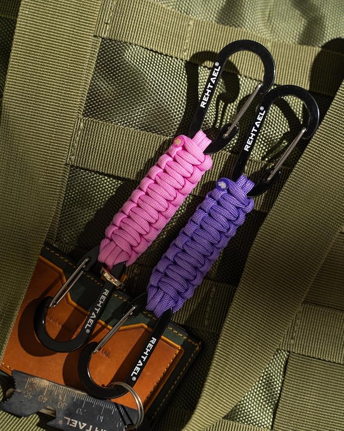 Paracord Braided Carabiner Keychain Lanyard Strap, Hanger Stroller Hook w/2 - Image 4