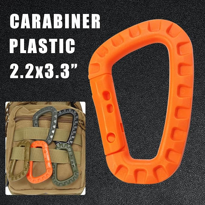 Tactical Gear Carabiner Keychain Clip Plastic D-Rings Large Key Chain Heavy - Image 4