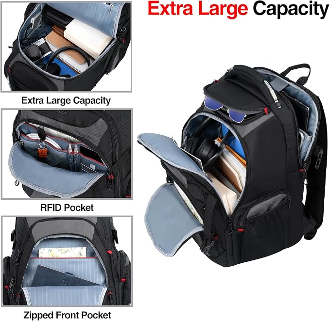 KROSER Travel Laptop Backpack 17.3 Inch XL Computer Backpack - Image 4