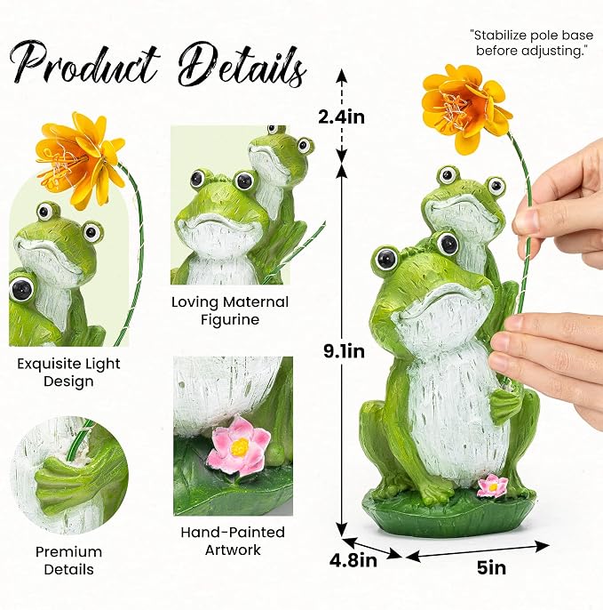 GIGALUMI Solar Garden Statues Loving Frog Garden Decor Figurine Lights - Image 3