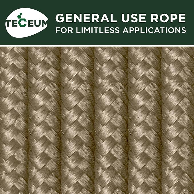 TECEUM Rope – 90 Feet x 3/8 Inch – Coyote Brown – Strong All-Purpose Utility - Image 9