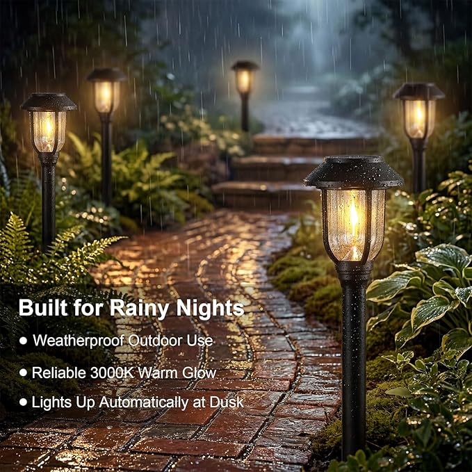 Solar Pathway Lights Outdoor 8 Pack, Warm White Solar Path Lights, Waterproof - Image 2