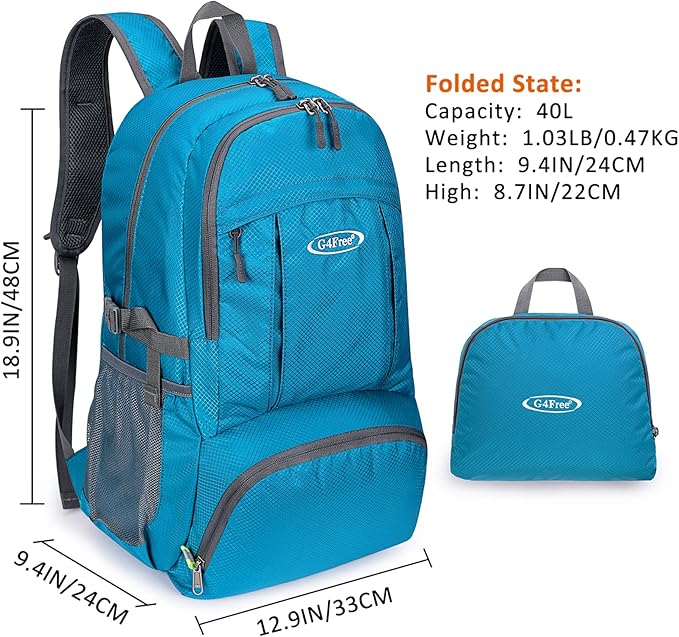 G4Free 40L Lightweight Packable Hiking Backpack, Waterproof Travel Daypack - Image 3