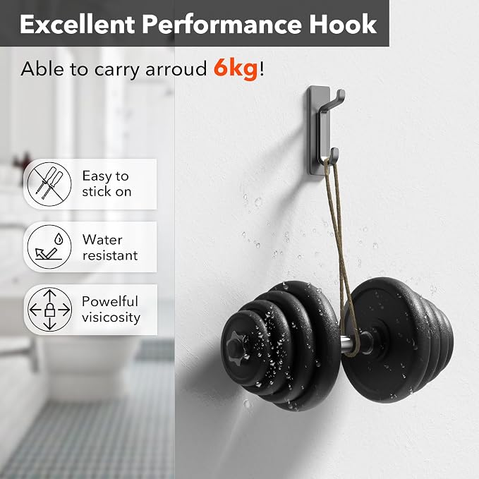 pickpiff Wall Hooks for Coat and Towel: 13LB Strong Adhesive Door Hanger Stick - Image 4
