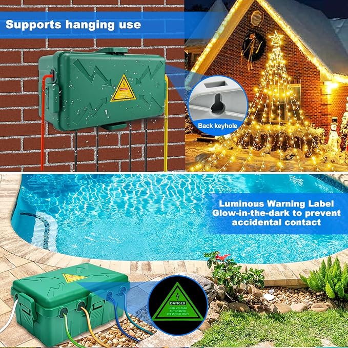 Hrensaw Medium Outdoor Electrical Box, Weatherproof Connection Box w/6 Cable - Image 4