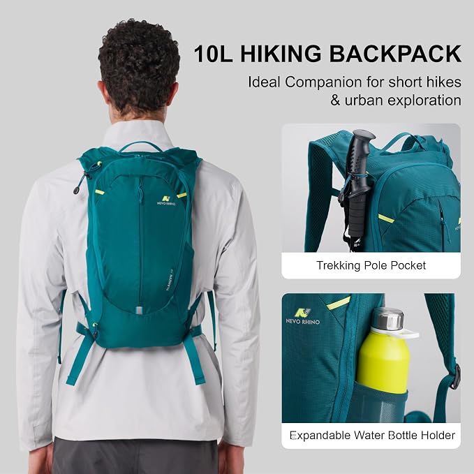 N NEVO RHINO Small Hiking & Trekking Backpack, 10L Lightweight Travel Backpack - Image 4