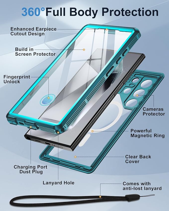 for Samsung Galaxy S24 Ultra Waterproof Case, Magnetic Heavy Duty Military - Image 5