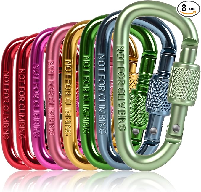 Carabiner Clip, Key Hooks for Keychain Aluminum D Ring Shape Carabiner by LePanyan