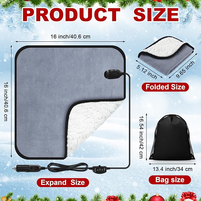 Tuanse 16 x 16 Inches Car Electric Blanket 12 Volt Heated Car Blanket - Image 2