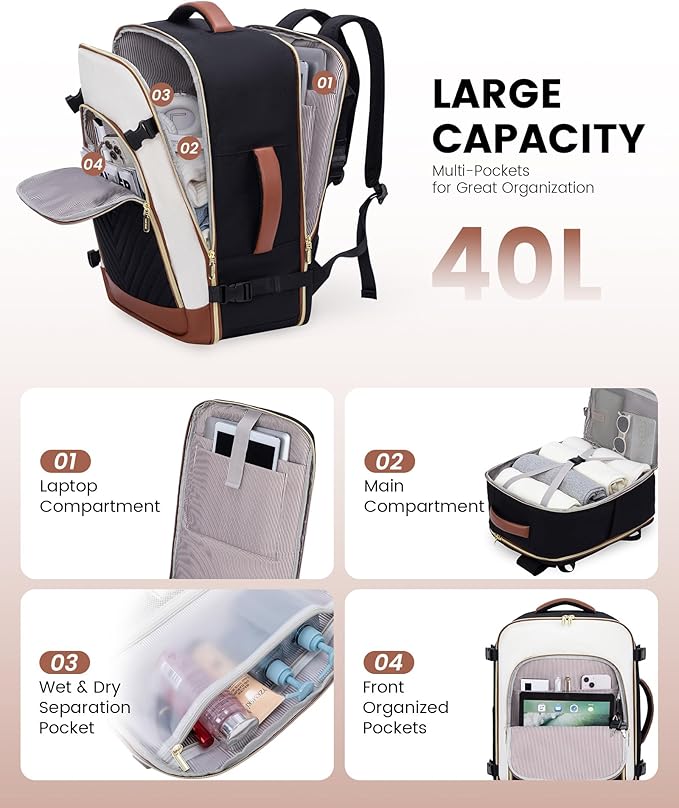 LOVEVOOK Large Travel Backpack for Women, TSA Carry on Backpack for Airplanes - Image 3