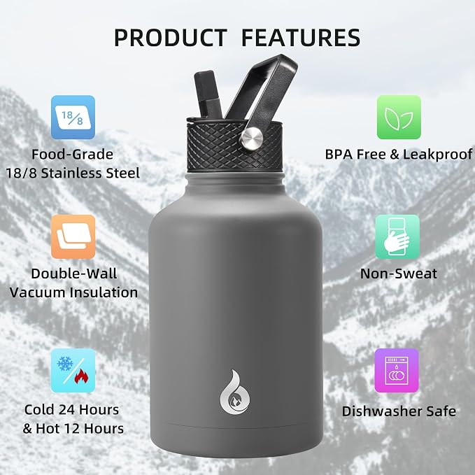 BJPKPK 50oz Stainless Steel Insulated Water Bottle, Vacuum Water Bottle - Image 3