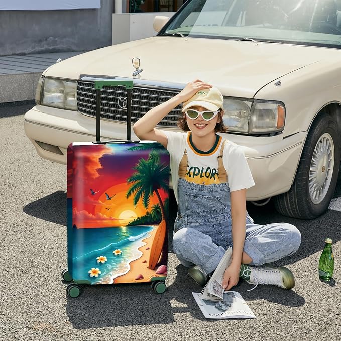ANNA QUEEN Tropical Sunset Beach Luggage Cover, Stretchable Suitcase Protector - Image 4
