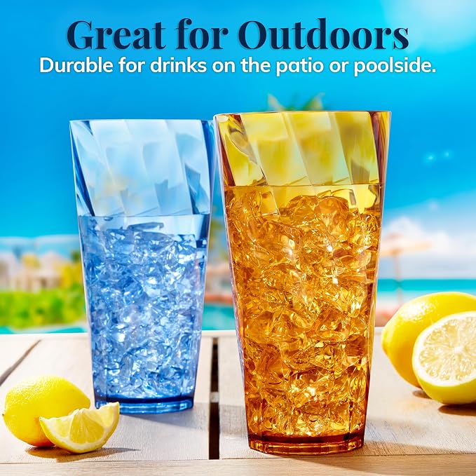 US Acrylic Optix Plastic Reusable Drinking Glasses 26oz Iced-Tea Cups in Jewel - Image 7