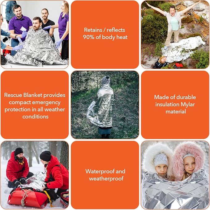 Frocopo 6 Pack Emergency Mylar Blanket, Emergency Blanket Space Blanket - Image 7