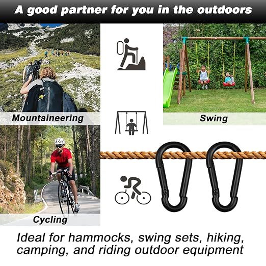100 PCS 2.36'' Spring Snap Hook Carabiner, M6 1/4 Inch Galvanized Black Steel - Image 6